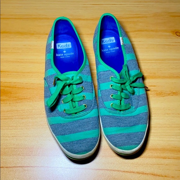 Keds X Kate Spade Green Stripe Sneakers - Picture 1 of 4